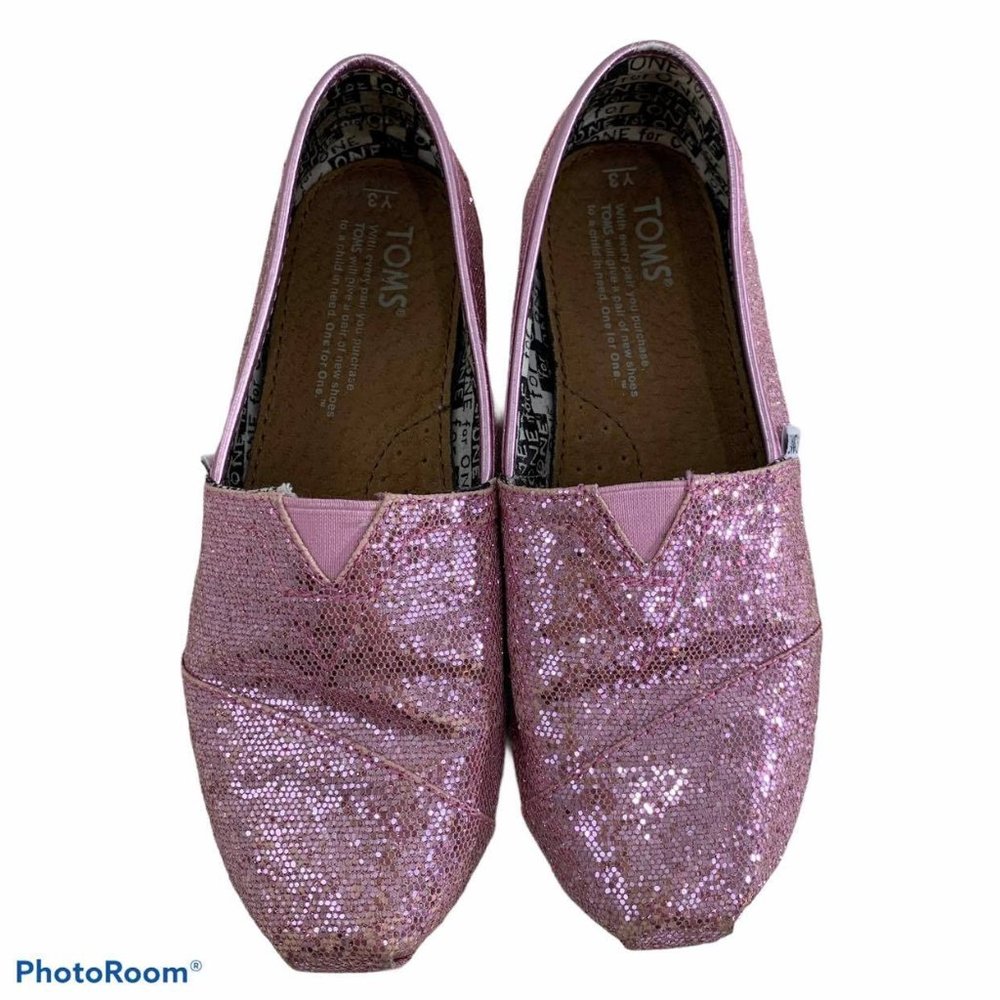 Toms Pink Glitter Canvas Comfort Shoes Jr.  Sz Y3